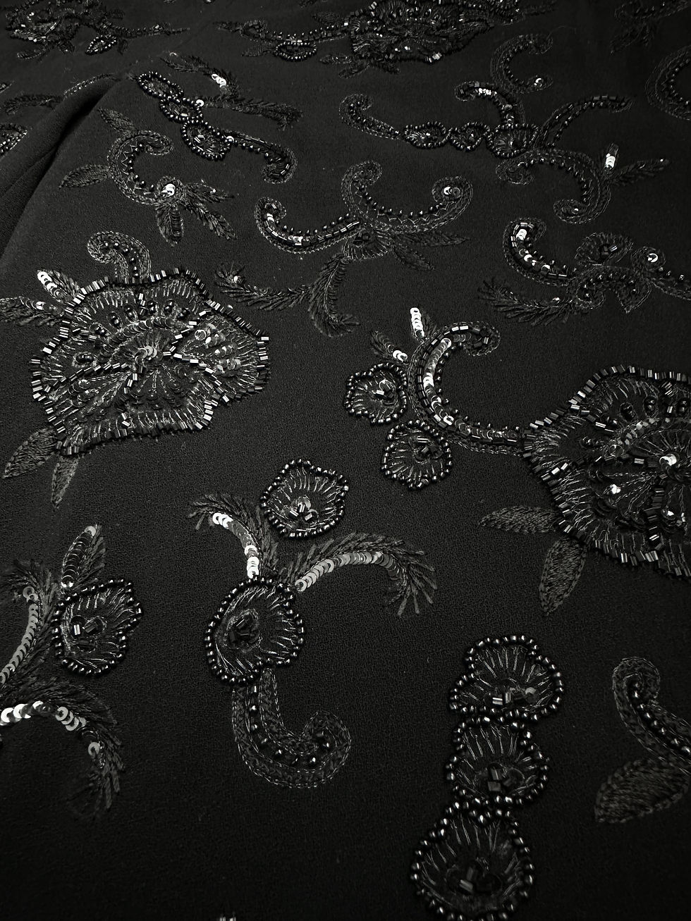 Miniatura: ESCADA Black Floral Beaded Sequin Embroidered Flowy High Waisted Pants 38 8 US