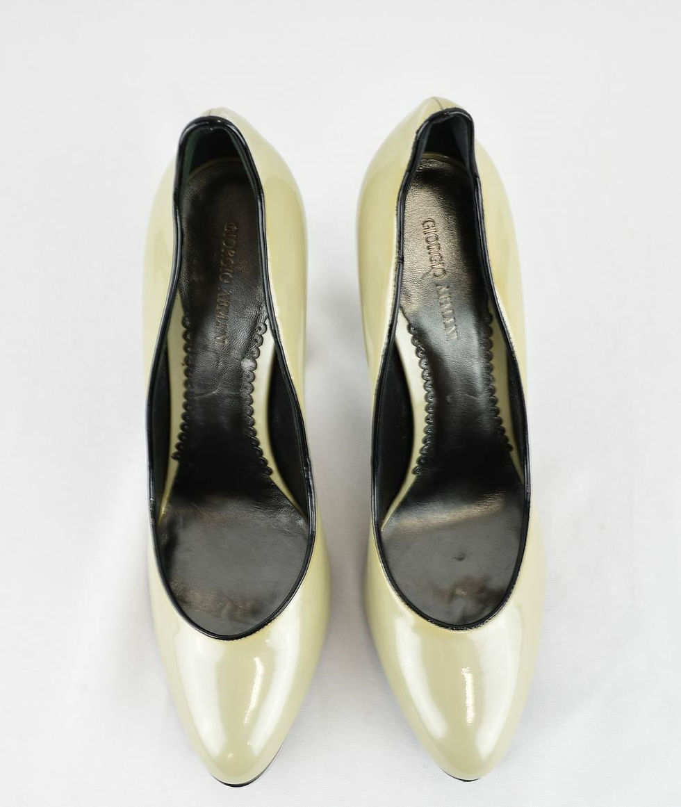 Thumbnail: GIORGIO ARMANI Patent Leather Pumps Perla Ivory Cream 40 9