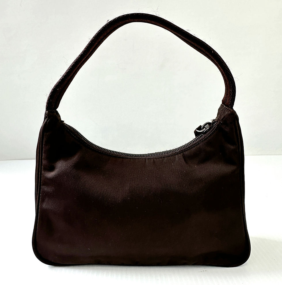 Hình thu nhỏ: PRADA Brown Tessuto Nylon Enameled Logo Mini Hobo Shoulder Bag