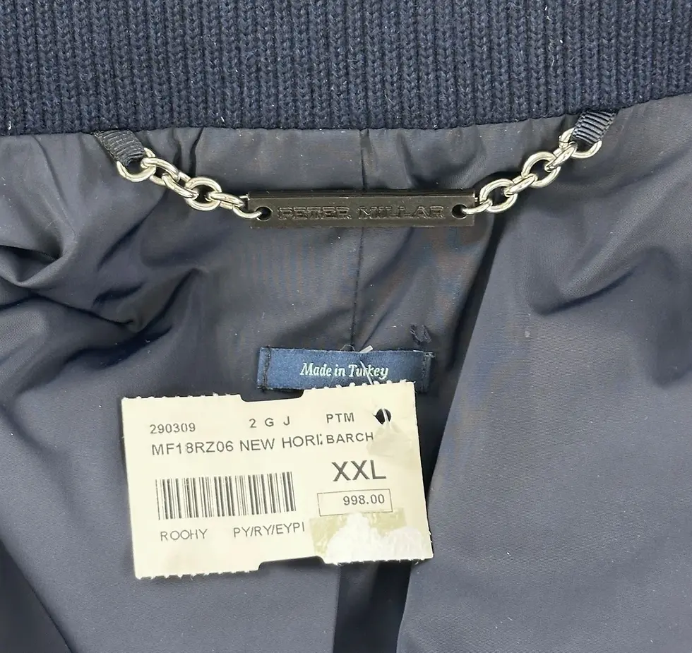 Thumbnail: PETER MILLAR Loro Piana Wool New Horizon Jacket XXL Navy Barch Leather Trim NWT