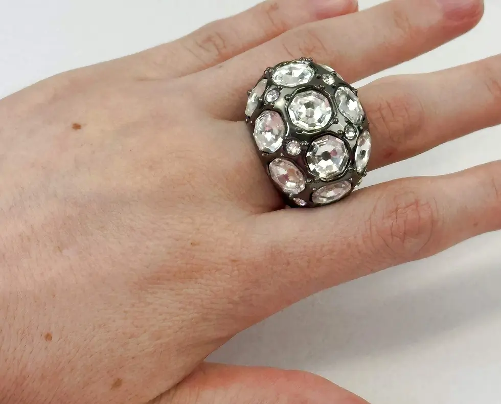 Miniatura: NWT ST. JOHN Chunky Ring Embellished Swarovski Crystals Signed Gunmetal Gray 7