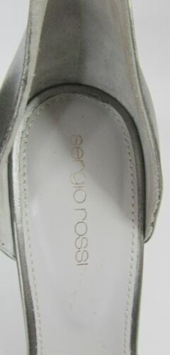 Thumbnail: SERGIO ROSSI Silver Flower Open Toe Sandals Heels 40