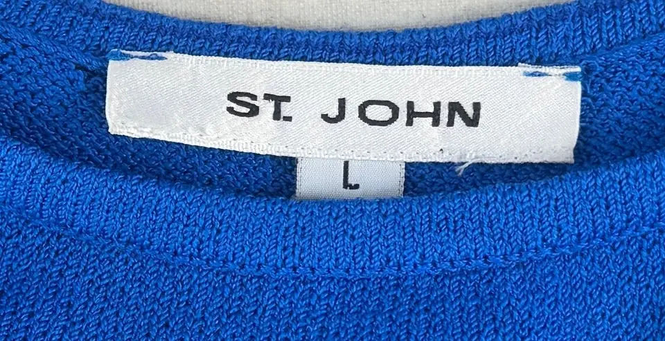 Hình thu nhỏ: NWT ST. JOHN Knit Tank Top Santana Shell Strap Large Scoop Neck Blue Sleevless L