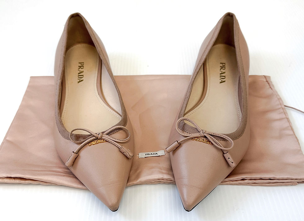 Hình thu nhỏ: PRADA Nude Pink Leather Bow Pointed Toe Ballet Flats 40 10 US