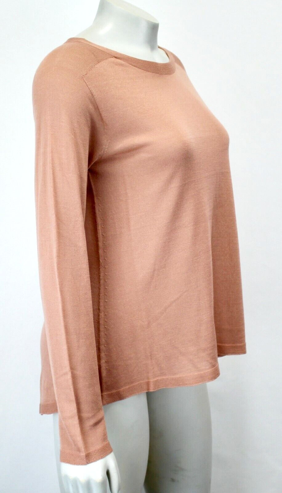 Miniatura: EILEEN FISHER Toffee Cream Fine Knit Tencel Jewel Bateau Neck Top XXS TPP NEW