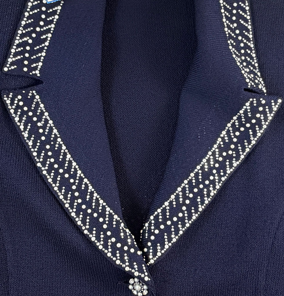 Thumbnail: Vintage ST. JOHN Evening Navy Santana Knit Jacket 12 Pearl Swarovski Buttons L