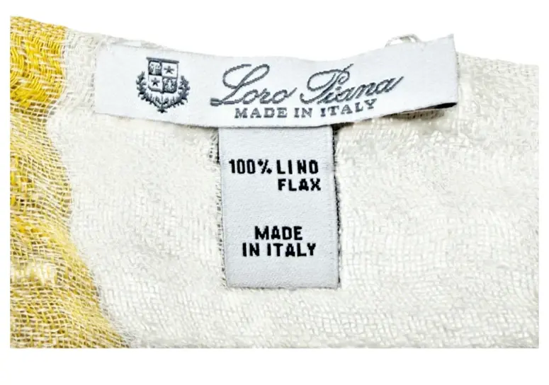 Hình thu nhỏ: LORO PIANA Scarf Wrap Stole White Yellow Stripe X-Large Flax XL  Unisex