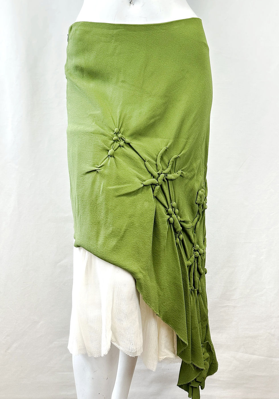 Hình thu nhỏ: JEAN PAUL GAULTIER JPG Mesh Asymmetrical Skirt Cinching Floral Details