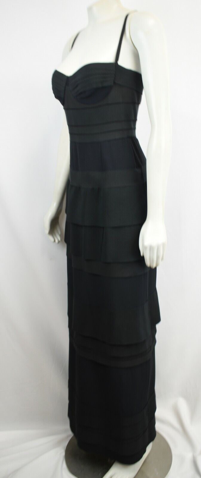 Hình thu nhỏ: LOUIS VUITTON Black Evening Gown Panneled Ribbon Bustier Maxi Dress 386