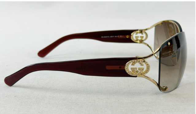 Miniatura: Vintage GUCCI Rectangle Sunglasses Brown Lens Frame Gold Crystal GG 2820/F/S