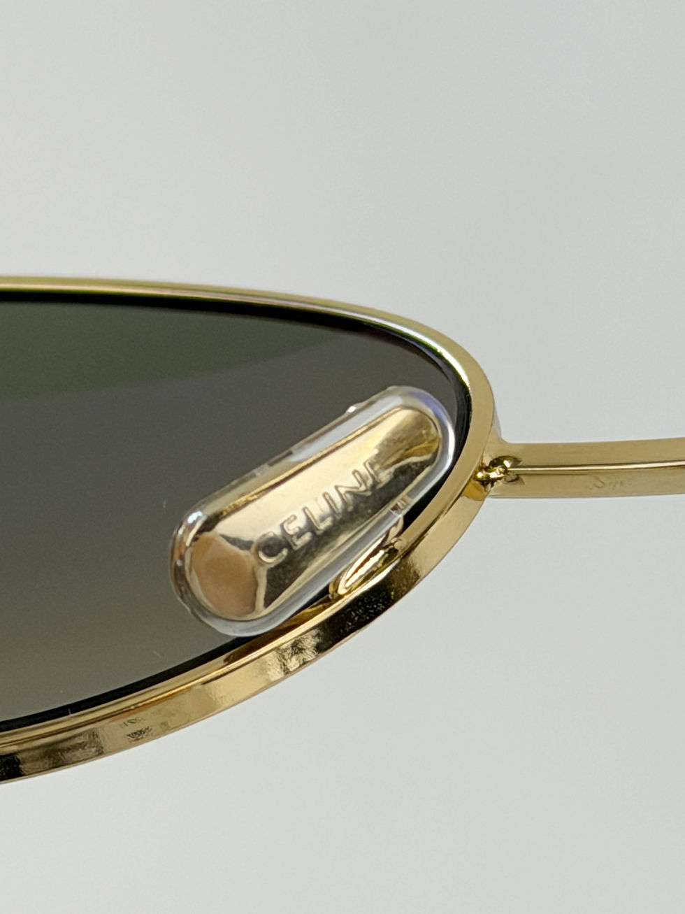 Miniatura: CELINE Triomphe 01 Oval Sunglasses 54-18-135 Gold Metal Frame Green Lens