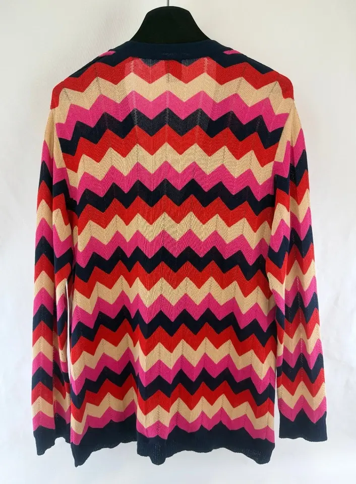 縮圖：M MISSONI Zig Zag Knit V-Neck Oversized Cardigan XS Multicolor Long Sleeves