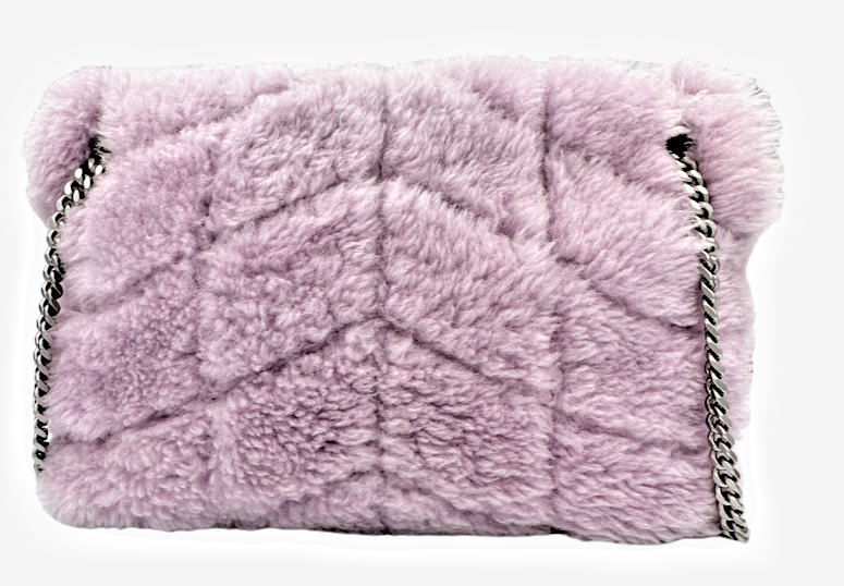 Miniatura: YSL YVES SAINT LAURENT Loulou Shearling Puffer Bag Small Lilac Quilted