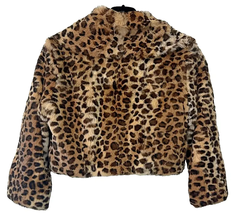 Thumbnail: BEBE Rabbit Fur Bolero Cropped Jacket XS Leopard Print Y2K