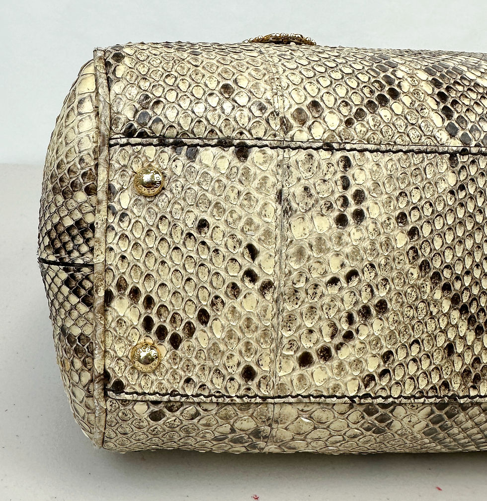 Thumbnail: DOLCE & GABBANA Beige Miss Sicily Python Leather Large Satchel Bag Shoulder