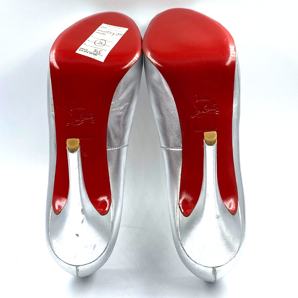 Thumbnail: NEW CHRISTIAN LOUBOUTIN Very Prive Peep Open Toe Pumps Silver 40 10 Shoes Heels