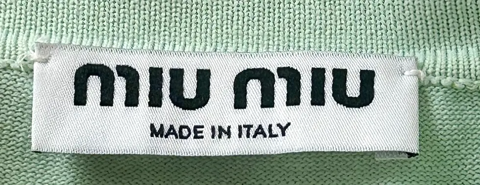 Thumbnail: MIU MIU Cotton Knit Polo Mechanic Top Small Mint Green Applique Patch 2018