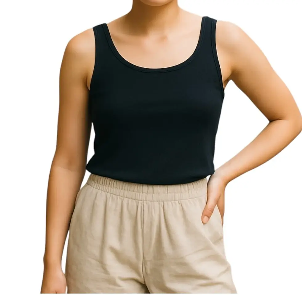 Hình thu nhỏ: NEW ST JOHN Basics Santana Basic Scoop Neck Tank Classic Shell Short Black XP 0