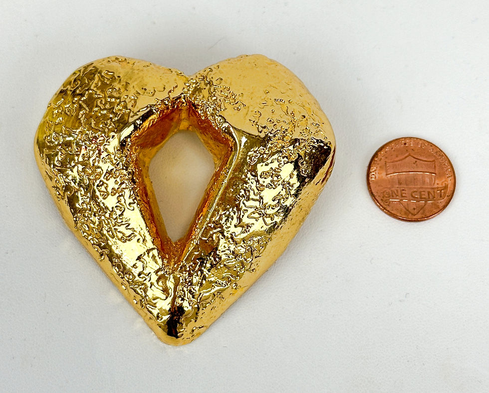 Thumbnail: Vintage CHRISTIAN LACROIX Gold Brooch Pin Wrinkle Heart 1990s RARE