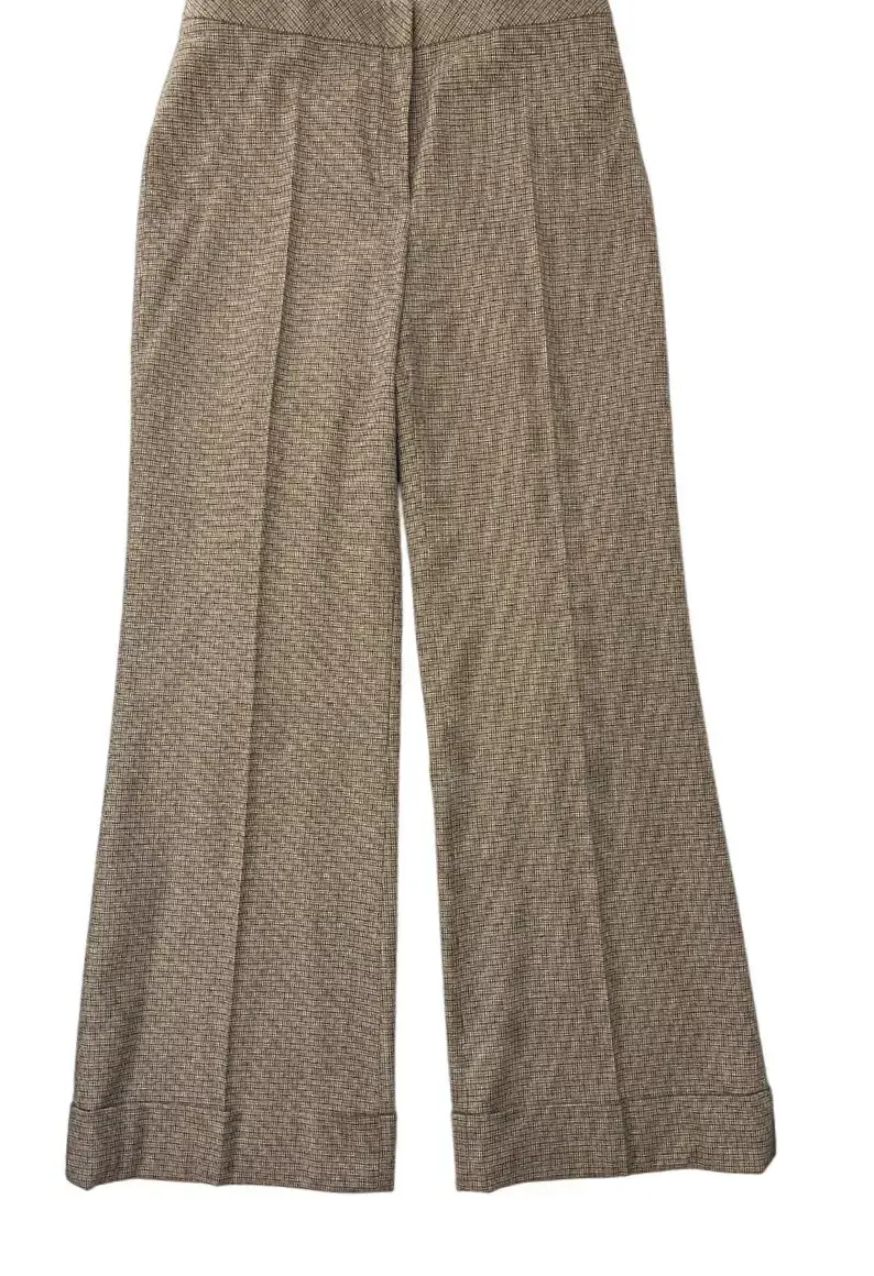 Thumbnail: AKRIS Wool Angora Straight Leg Pants Trousers 4 Brown Plaid