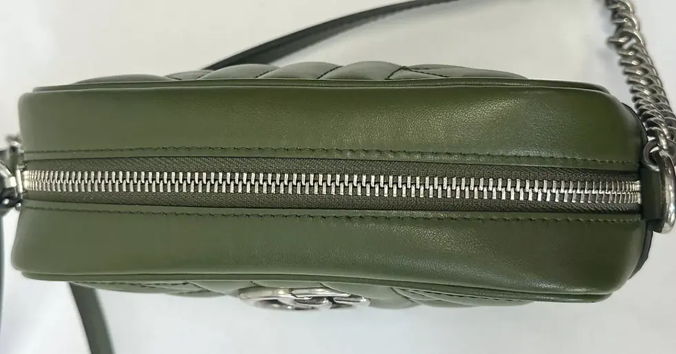 Thumbnail: GUCCI Matelasse Aria GG Marmont Chain Shoulder Crossbody Bag Green Military Wood