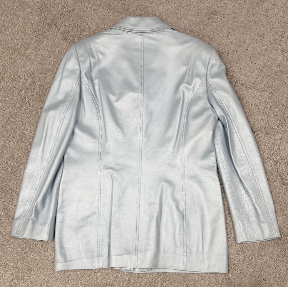 Thumbnail: G&G ST. JOHN Leather Jacket 12 Light Metallic Blue Silver Buttons Large