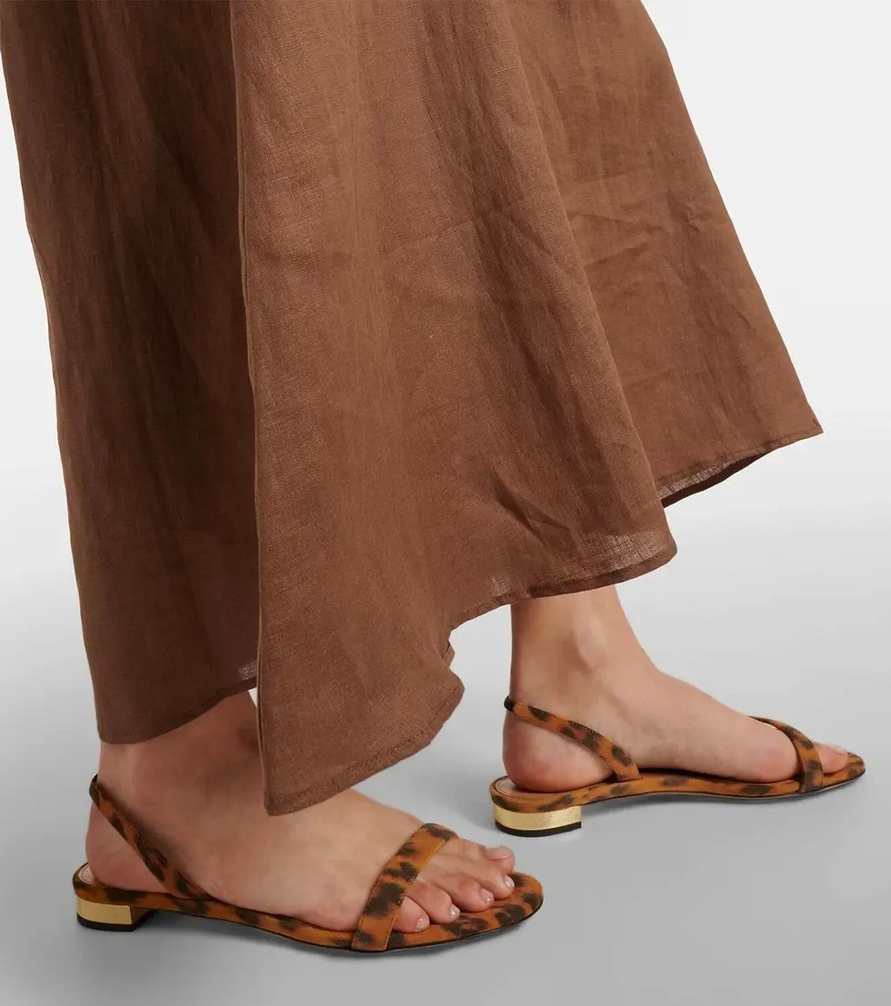 Miniatura: AQUAZZURA So Nude Leopard Print Flat Sandals 38.5 Brown Black Slingback 8.5