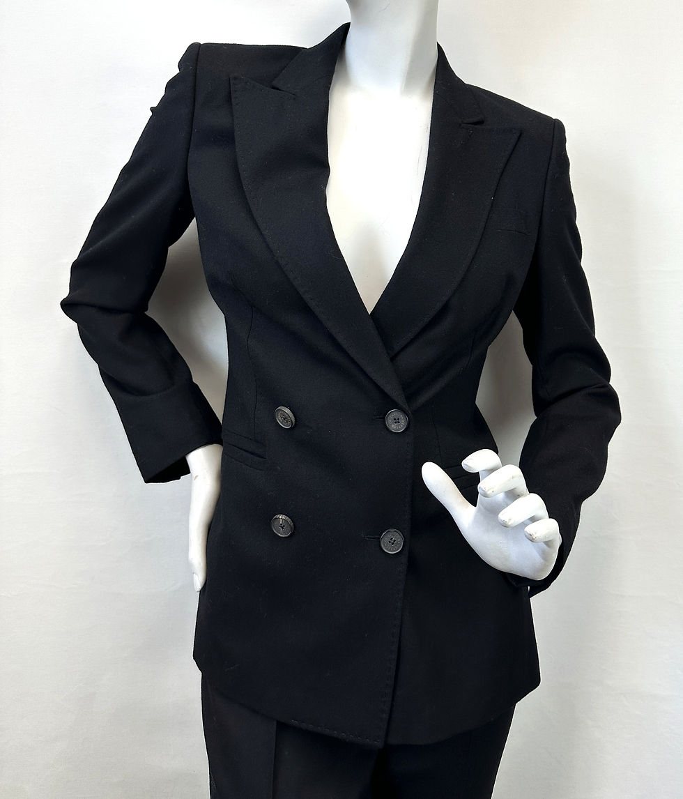 Miniatura: CAROLINA HERRERA Black 2PC Double Breasted Blazer Capri Short Set 40
