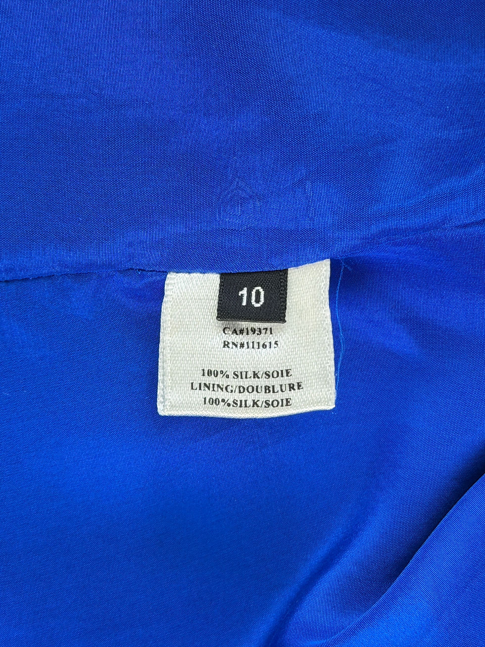 縮圖：ROBERT RODRIGUEZ Silk Ruffled Blouse Top 10 Blue Bow Sleeveless Keyhole Neck