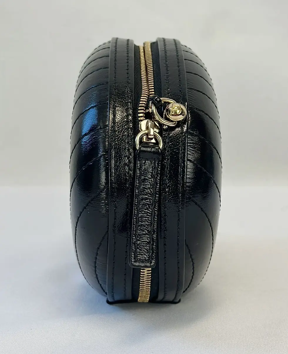 Thumbnail: NEW CHANEL La Pausa Leather Chevron WOC Bag Small Black Oval Gold Hardware 2019