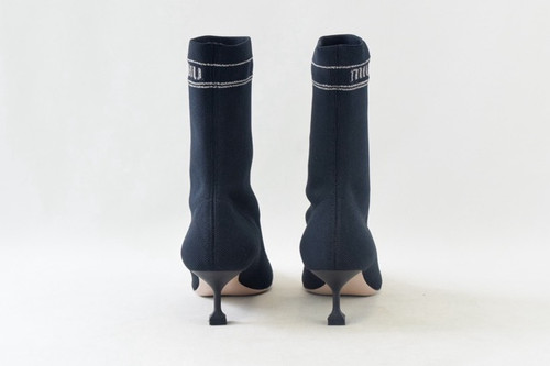 靴 MIU MIU Intrecciato Square toe MIU MIU Fabric Sock Boots 37.5 Black Pointed Toe Logo Square