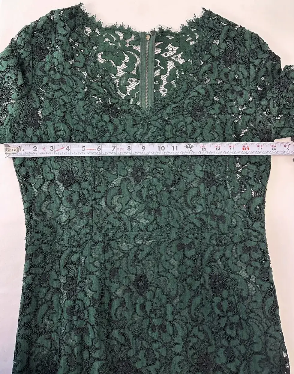 縮圖：DOLCE & GABBANA Green Floral Corded Lace Knee Length Dress V Neck EU 44 US 8