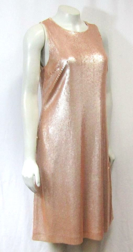 Hình thu nhỏ: ST. JOHN Peach Sequins Glimmer Sleeveless Cocktail Dress Design Sample 2 4