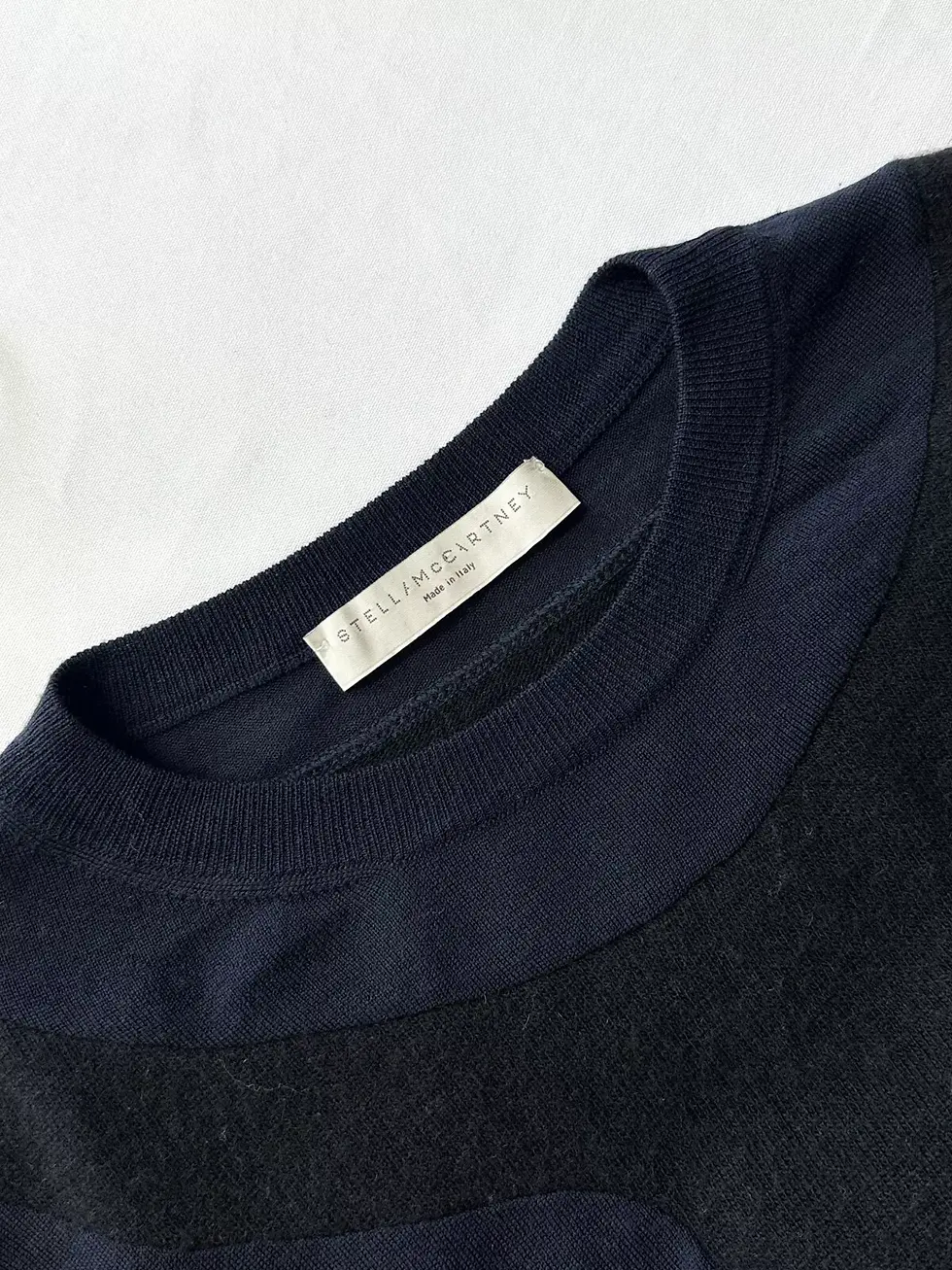 Miniatura: STELLA MCCARTNEY Wool Cashmere Sweater Dress 44 Black Navy Long Sleeves IIlusion