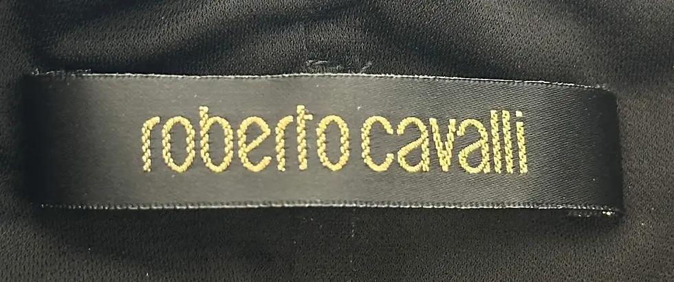 Miniatura: ROBERTO CAVALLI One Shoulder Cocktail Party Dress 42 Black 6 Ruching Gold Snake