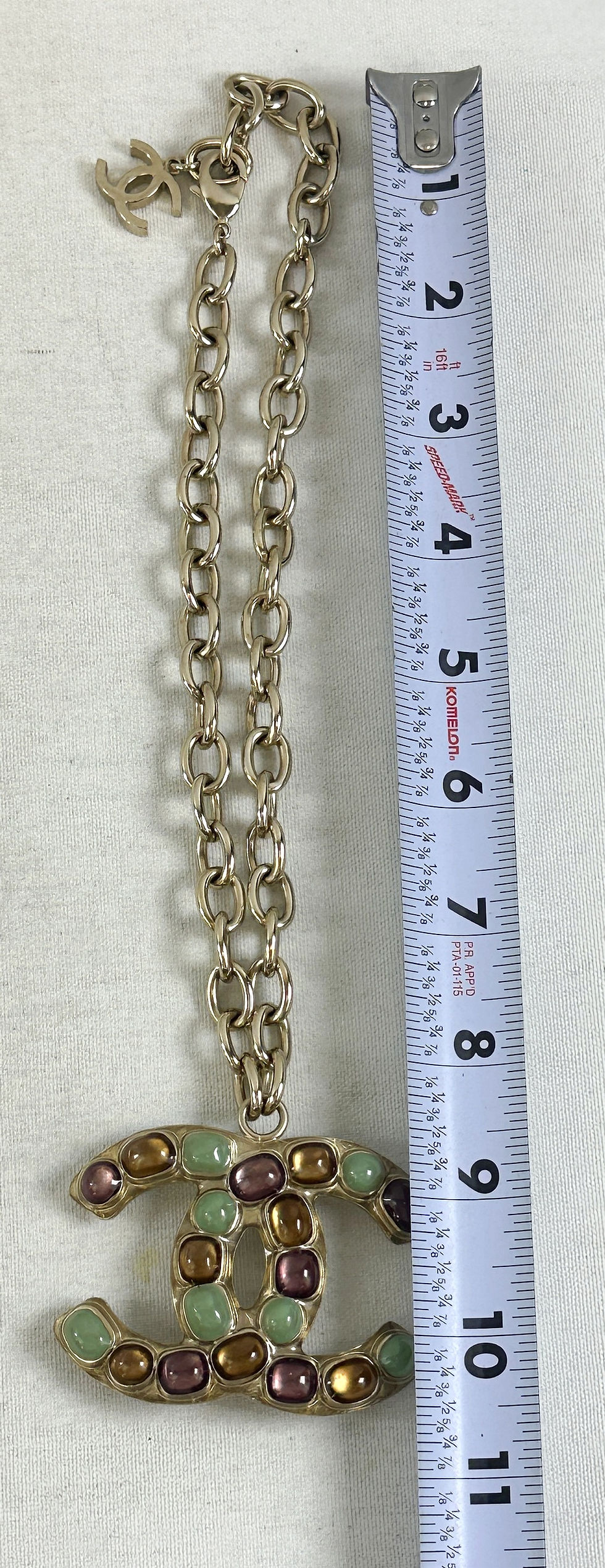 Miniatura: NWT CHANEL CC Resin Glass Beads Gold Metal Chain Pendant Necklace 2018 Large