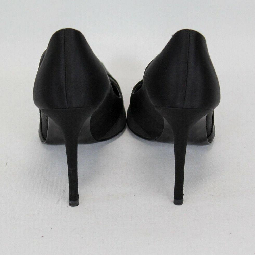 Hình thu nhỏ: STELLA MCCARTNEY Black Satin Mesh High Heel Pump Pointed Cap Toe Shoes 8