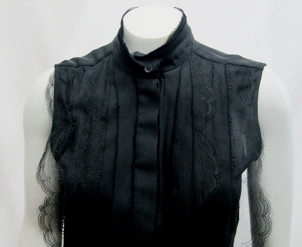 Miniatura: OSCAR DE LA RENTA Black Sleeveless Button Down Lace Top 2