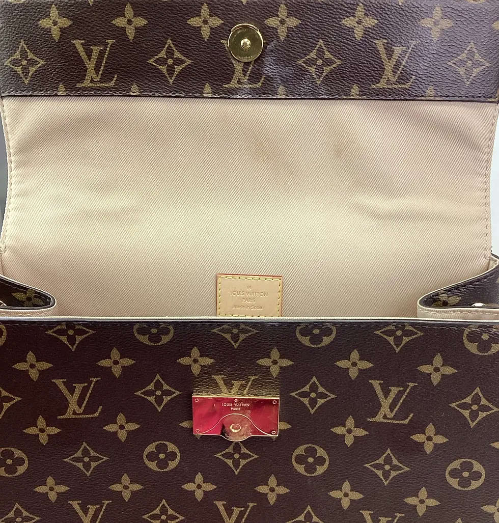 Miniatura: LOUIS VUITTON Cluny MM Monogram M46374 Canvas Satchel Handbag Brown Beige