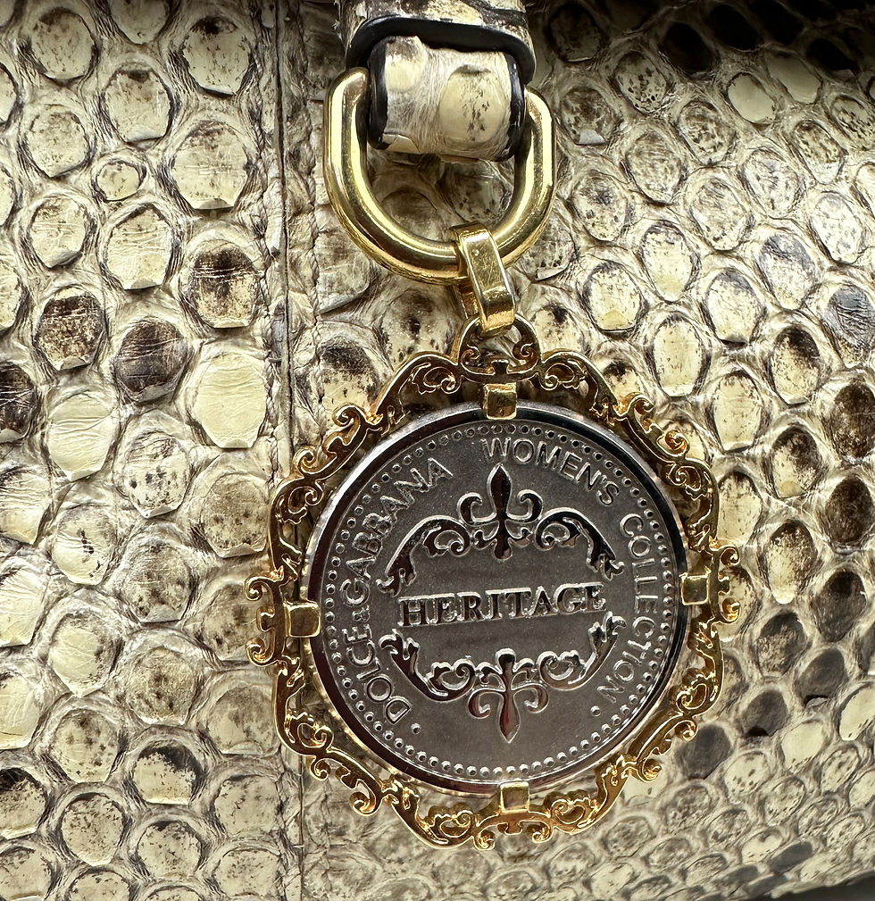 Miniatura: DOLCE & GABBANA Beige Miss Sicily Python Leather Large Satchel Bag Shoulder