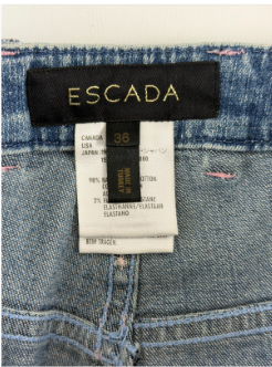Thumbnail: ESCADA Straight Leg Jeans 36 Small 4 Wash Denim Embellished Swarovski Detail