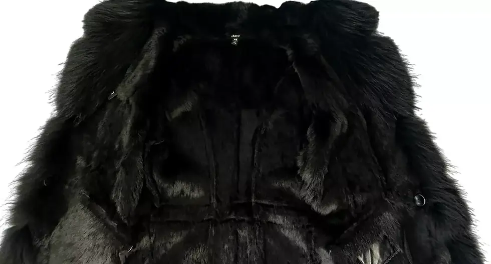 Thumbnail: GRAYSE Leather Rabbit Raccoon Fur Jacket XS  2 4 Black Hooded Belted Buttons
