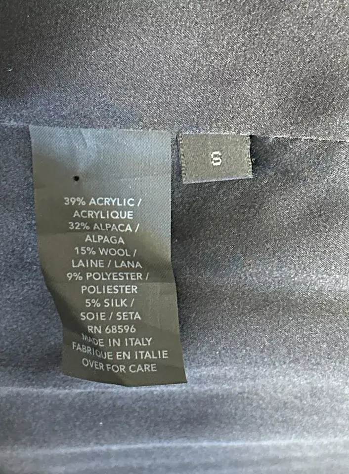 縮圖：NWT DONNA KAREN Cracked Metallic Lame Brocade Black Wool Blend Midi Coat S Small