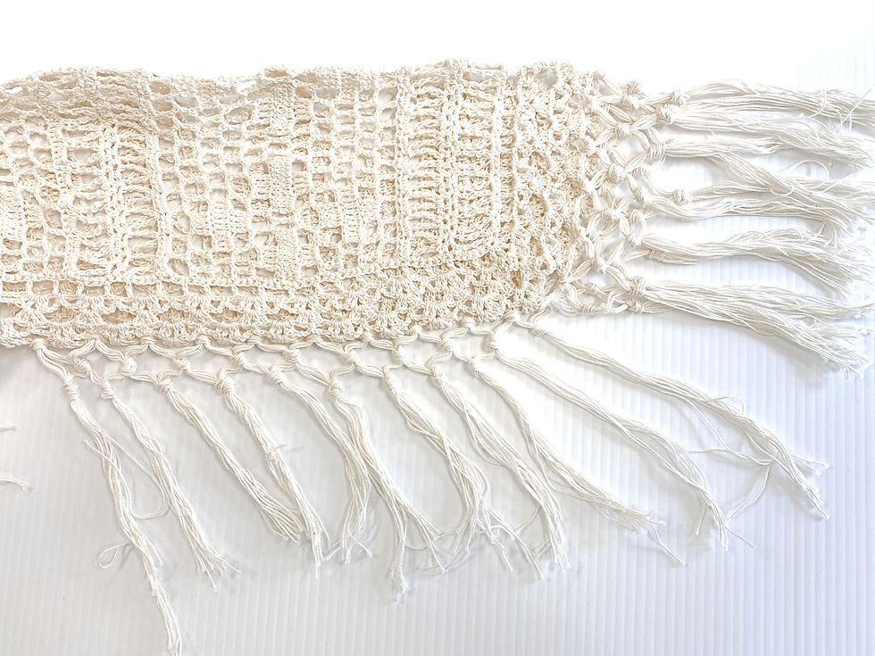 Thumbnail: ANNA KOSTUROVA Crochet Tassel Kimono Open Cover Up One Size Cream Ivory OZ
