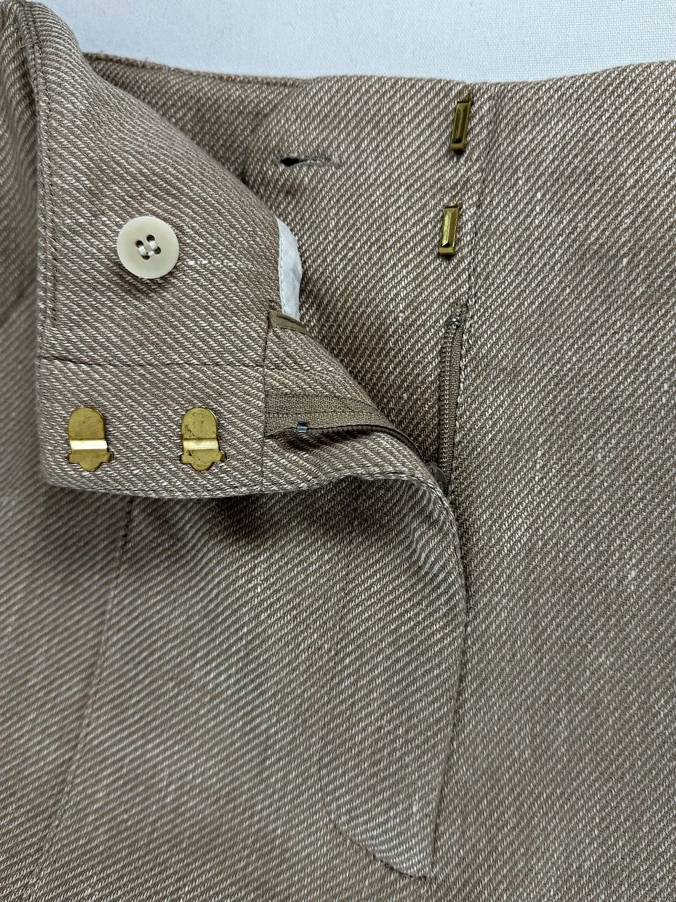 Miniatura: VERONICA BEARD Komi Linen Blend Flared Wide Leg Beige Pants 8 Sandalwood
