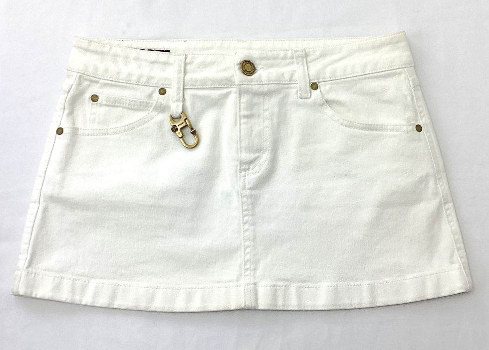 GUCCI Cotton Denim Mini Skirt Y2K 38 24 US White Key Ring Charm