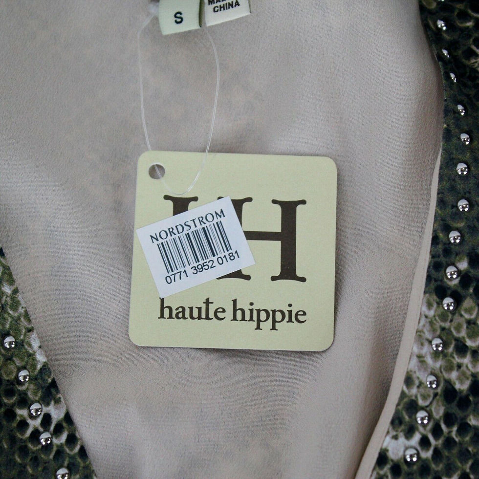 Thumbnail: HAUTE HIPPIE Embellished Asymmetrical Snake Print Grommet Silk Dress S