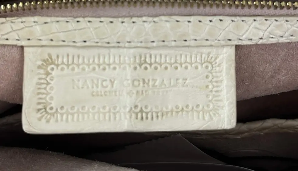 Hình thu nhỏ: NANCY GONZALEZ Crocodile Python Leather Top Handle Bag Small Coral RARE