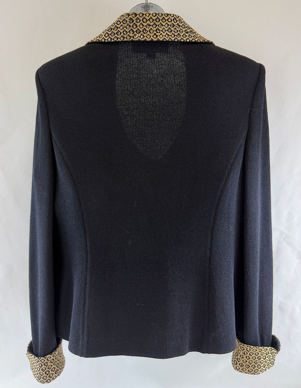 Miniatura: ST. JOHN Evening Santana Knit Jacket 8 Black Embellished Gold Pattern
