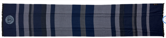 Hình thu nhỏ: VERSACE Wool Scarf Stripes Pattern Navy Blue/Gray One Size Fringe Trims 70